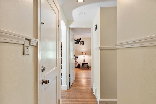 hallway featuring light wood-style floors