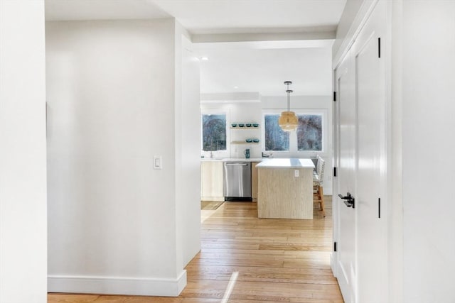 hallway featuring light wood-type flooring