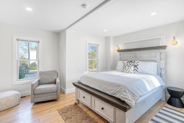 bedroom with light wood-type flooring