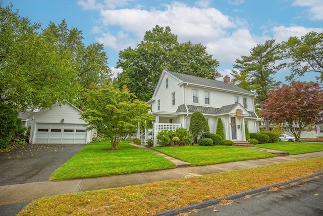 view of front of home with a front lawn and covered porch