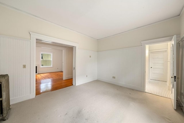 179 Rawson Unit 2, Brookline, MA 02445 - unfurnished living room with carpet, baseboards, crown molding, and wainscoting