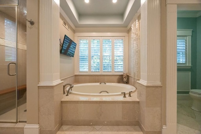 83 High Ridge Rd, Boxford, MA 01921 - full bathroom featuring a garden tub, a stall shower, and recessed lighting