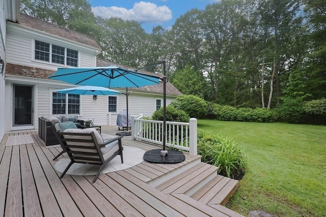 83 High Ridge Rd, Boxford, MA 01921 - wooden terrace featuring outdoor lounge area and a yard