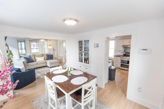 dining room with plenty of natural light and light wood finished floors