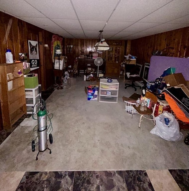 interior space with wooden walls