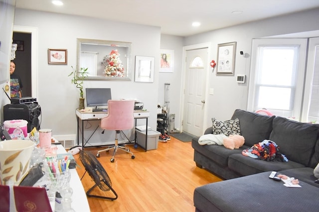 office space featuring hardwood / wood-style floors