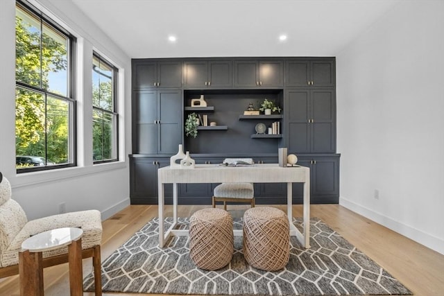 office area featuring light wood-type flooring