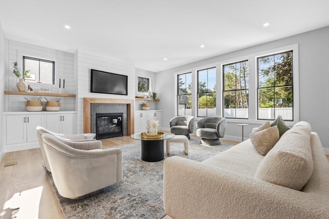 living room with light wood-type flooring