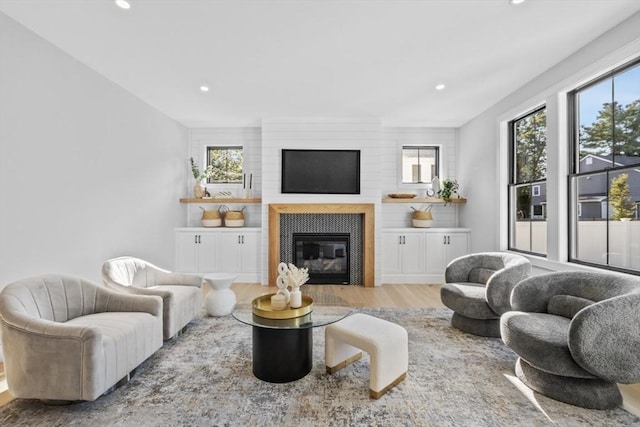 living room featuring light wood-type flooring