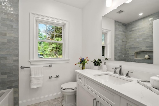 1 Cole Rd, Wayland, MA 01778 - full bathroom with toilet, vanity, a tub to relax in, baseboards, and a shower
