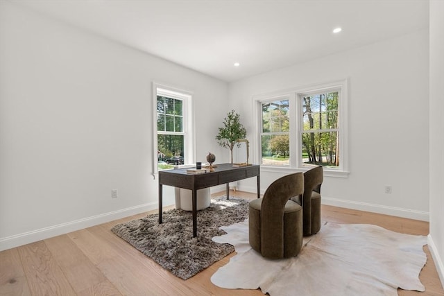 1 Cole Rd, Wayland, MA 01778 - home office with baseboards, wood finished floors, and recessed lighting