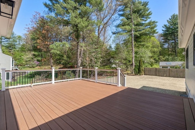 1 Cole Rd, Wayland, MA 01778 - wooden deck featuring view of wooded area