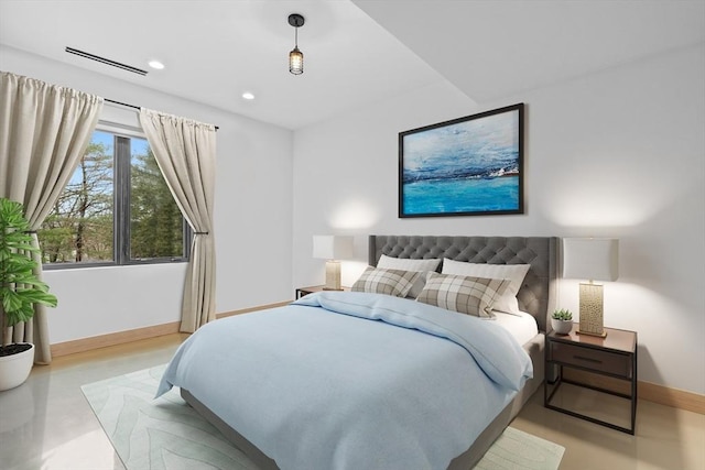 bedroom featuring baseboards and recessed lighting
