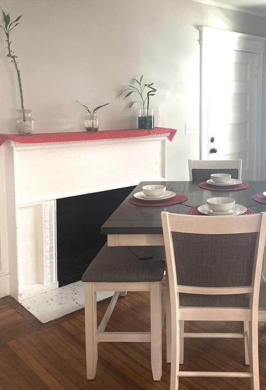 dining space featuring wood finished floors