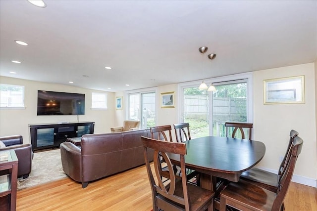 68 Walnut Rd, Swampscott, MA 01907 - dining area with light wood-style flooring, recessed lighting, and baseboards