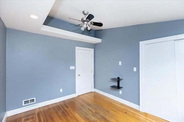 68 Walnut Rd, Swampscott, MA 01907 - unfurnished bedroom with baseboards, wood finished floors, a closet, ceiling fan, and recessed lighting