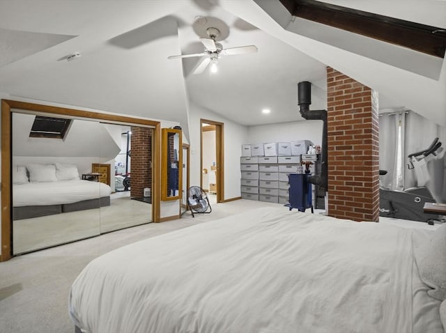 4 Darling St, Worcester, MA 01605 - bedroom with carpet, vaulted ceiling, and ceiling fan