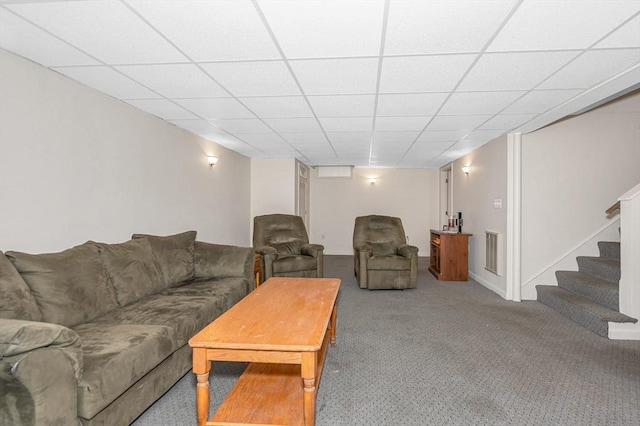33 Hopkins St, Dracut, MA 01826 - carpeted living area featuring stairway and a drop ceiling