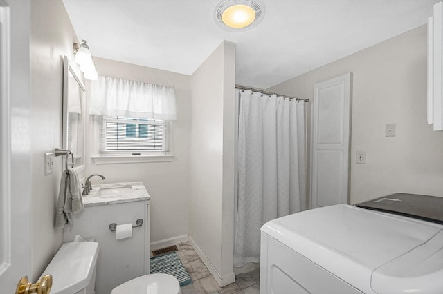 33 Hopkins St, Dracut, MA 01826 - bathroom featuring washer / clothes dryer, vanity, and a shower with shower curtain
