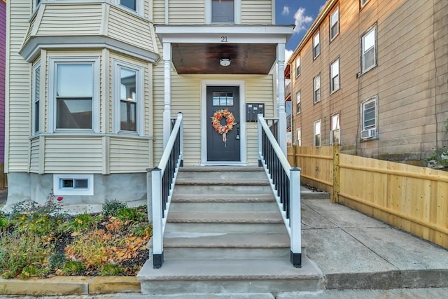 property entrance featuring cooling unit