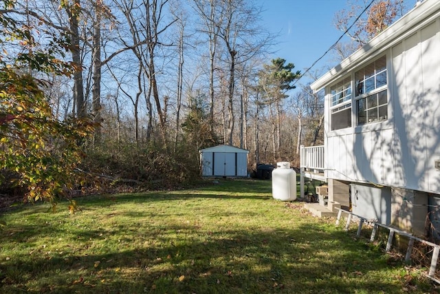 view of yard with an outbuilding and a storage unit