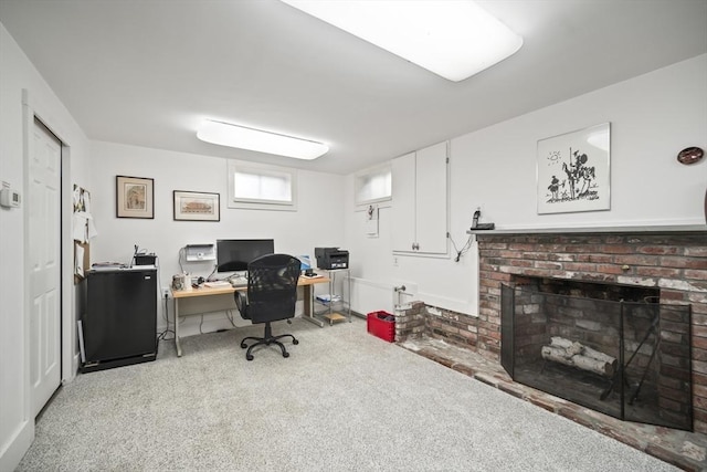 424 Sudbury St, Marlborough, MA 01752 - carpeted office space with a brick fireplace
