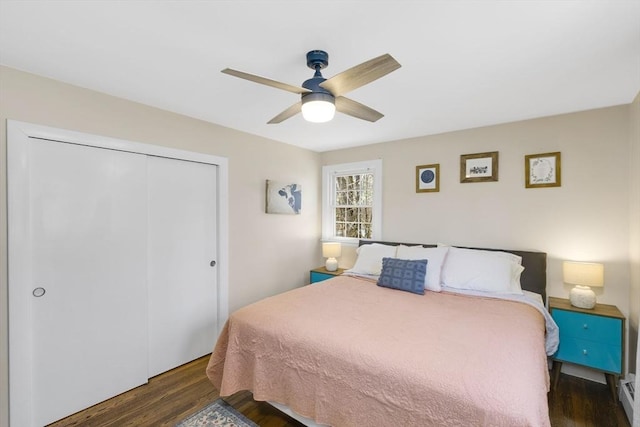 331 Townsend Rd, Groton, MA 01450 - bedroom with wood finished floors, a closet, and ceiling fan