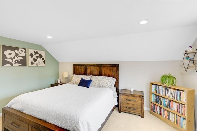 331 Townsend Rd, Groton, MA 01450 - bedroom featuring light carpet, vaulted ceiling, and recessed lighting