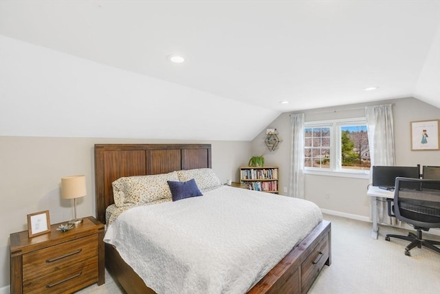 331 Townsend Rd, Groton, MA 01450 - bedroom featuring lofted ceiling, light carpet, recessed lighting, and an office area