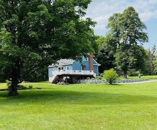 331 Townsend Rd, Groton, MA 01450 - view of green lawn featuring a deck and stairs
