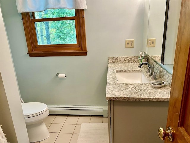 15 Shufelt Rd, Walpole, MA 02071 - bathroom with baseboard heating, vanity, toilet, and tile patterned flooring