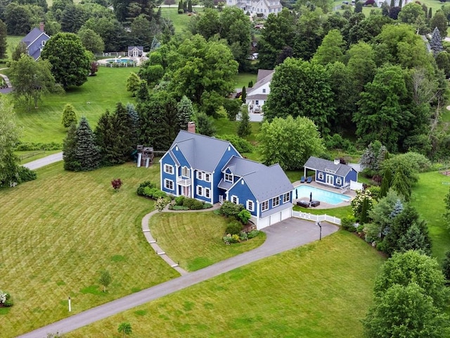 160 Wharton Row, Groton, MA 01450 - drone / aerial view of a tree filled landscape and a pool area