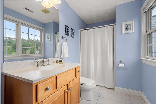160 Wharton Row, Groton, MA 01450 - full bathroom featuring vanity, tile patterned flooring, plenty of natural light, and a shower with shower curtain