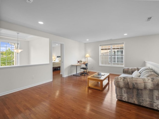 72 Sherwood Dr Unit 72, Methuen, MA 01844 - living room with hardwood / wood-style flooring, recessed lighting, and an office area