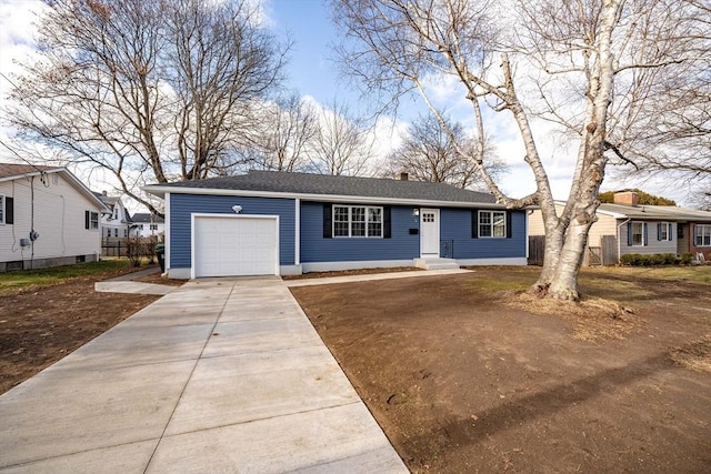 single story home with a garage