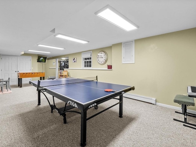 1 Benjamin Dr, Westborough, MA 01581 - rec room with a baseboard heating unit, carpet floors, and baseboards