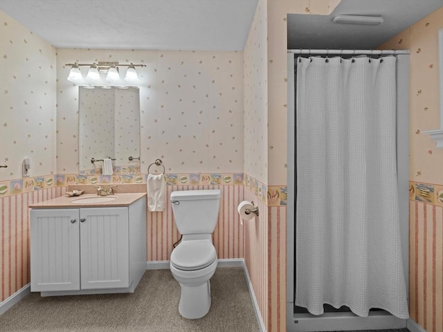 1 Benjamin Dr, Westborough, MA 01581 - full bath with wallpapered walls, vanity, toilet, and curtained shower