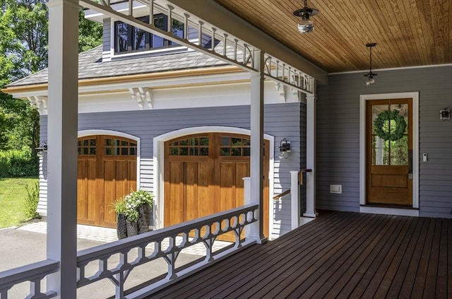 wooden terrace with covered porch