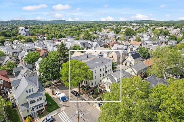 49-51 Fairmount Ave, Somerville, MA 02144 - aerial perspective of suburban area with property boundaries highlighted