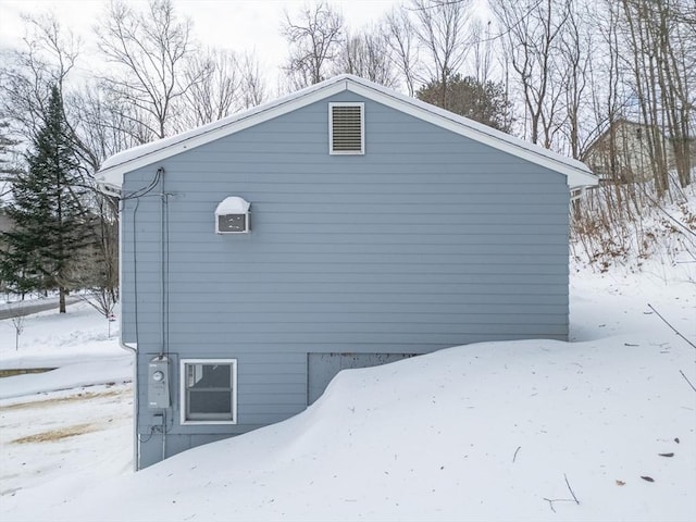 view of snow covered exterior