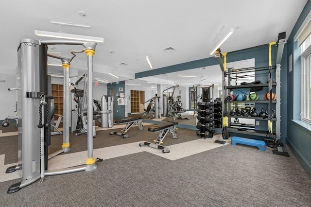 180 Telford St Unit 614, Boston, MA 02135 - exercise room with healthy amount of natural light and carpet
