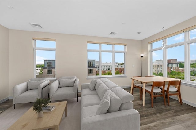 180 Telford St Unit 614, Boston, MA 02135 - living room featuring baseboards, healthy amount of natural light, and wood finished floors