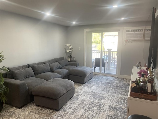 200 Manning St Unit 17C, Hudson, MA 01749 - living room featuring recessed lighting and a wall mounted air conditioner