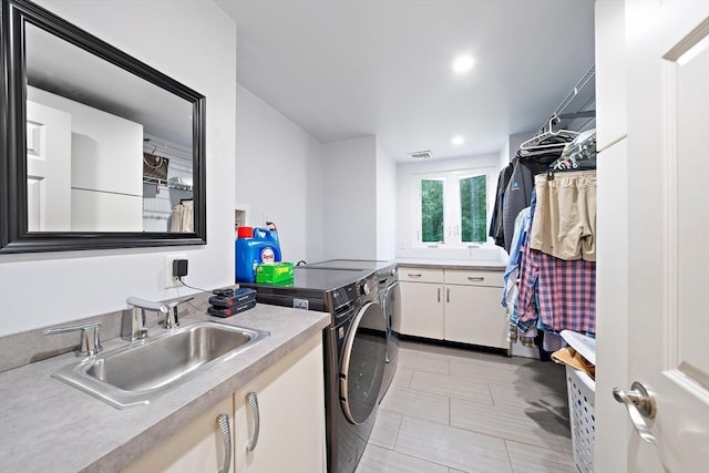 28-R Pammys Path, Easton, MA 02356 - laundry area with washing machine and dryer, cabinet space, and recessed lighting