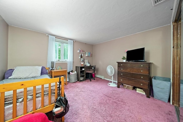28-R Pammys Path, Easton, MA 02356 - bedroom with baseboard heating, carpet, and a textured ceiling
