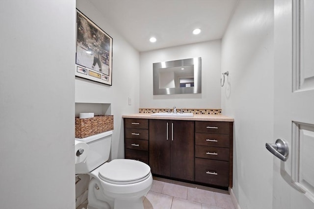28-R Pammys Path, Easton, MA 02356 - bathroom with vanity, tile patterned floors, and recessed lighting