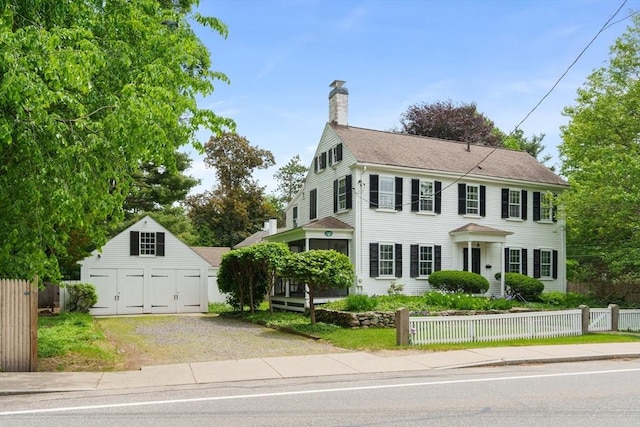 120 Court St, Dedham, MA 02026 - colonial-style house featuring a chimney and an outbuilding