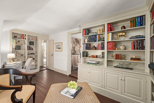 120 Court St, Dedham, MA 02026 - office area with dark wood finished floors and baseboards