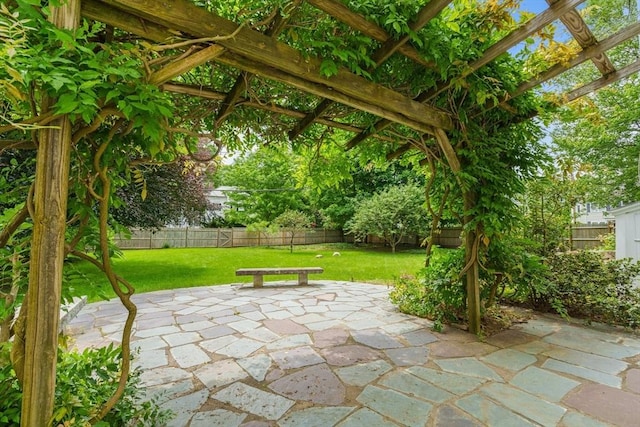 120 Court St, Dedham, MA 02026 - view of patio / terrace featuring a pergola