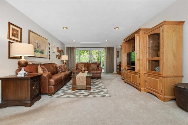 1100 Salem St Unit 103, Lynnfield, MA 01940 - living area featuring light colored carpet and recessed lighting